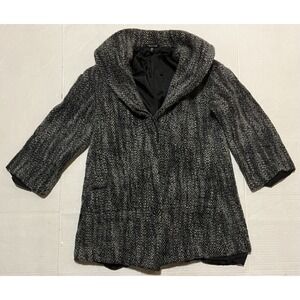 Eileen Fisher Womens XS Gray Black‎ Tweed Winter Wool Coat Rayon Lined Jacket